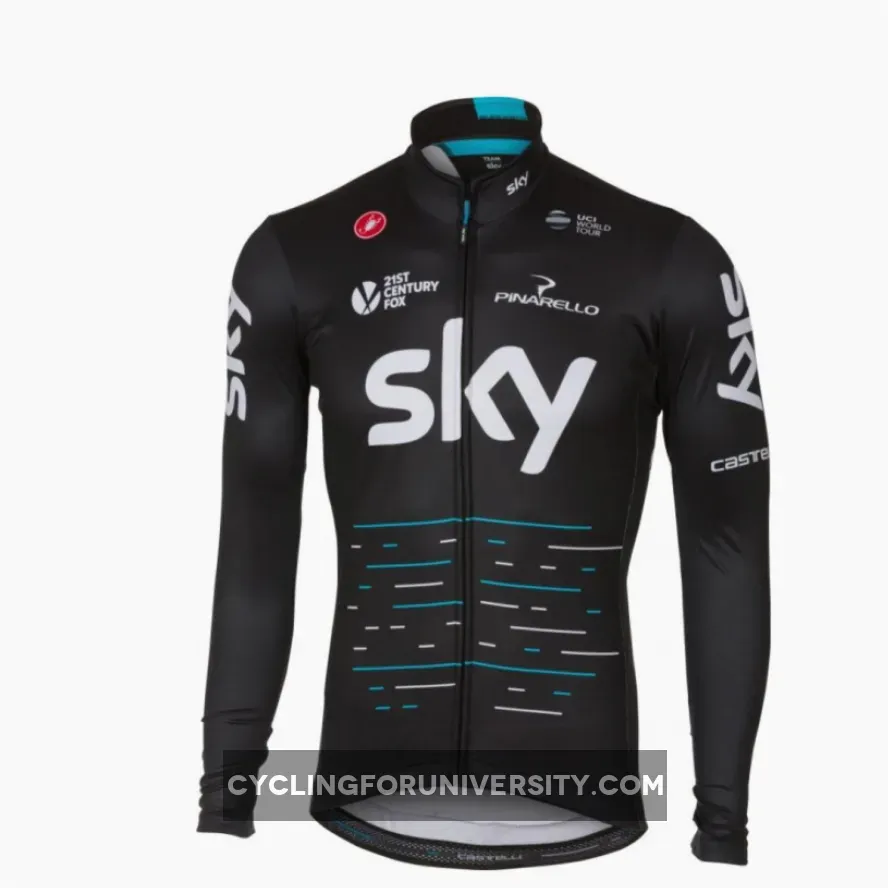 2017-2018 Team SKY Black Cycling Winter Thermal Fleece Jacket
