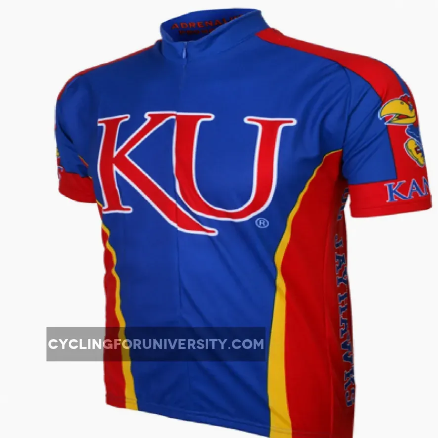 University of Kansas Jayhawks 3/4 zip Men's Short Sleeve Cycling Jersey Kansas Jersey KANSAS-MED
