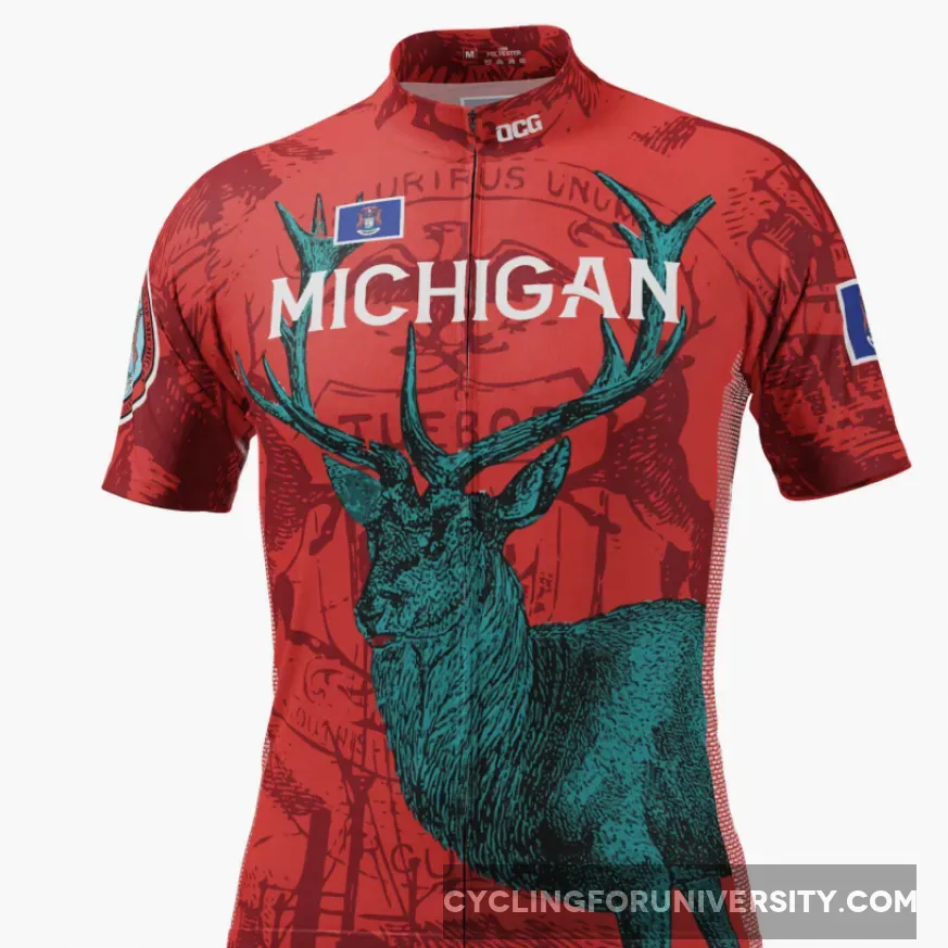 Men's Michigan US State Short Sleeve Cycling Jersey Michigan Cycling Jersey