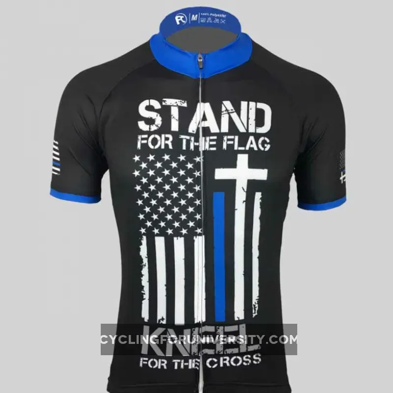 Kneel For The Cross Blue Flag Cycling Jersey Brand New