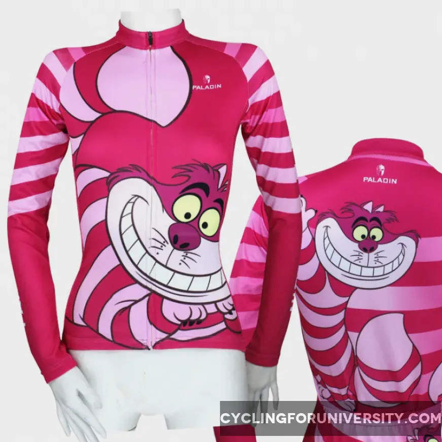 Ilpaladino Big Mouth Cat Grinning Women's Long/Short-sleeve Cycling Jersey Cartoon World Sportswear Summer Spring Autumn Pro Cycle Clothing Racing Apparel Outdoor Sports Leisure Biking shirt No.100