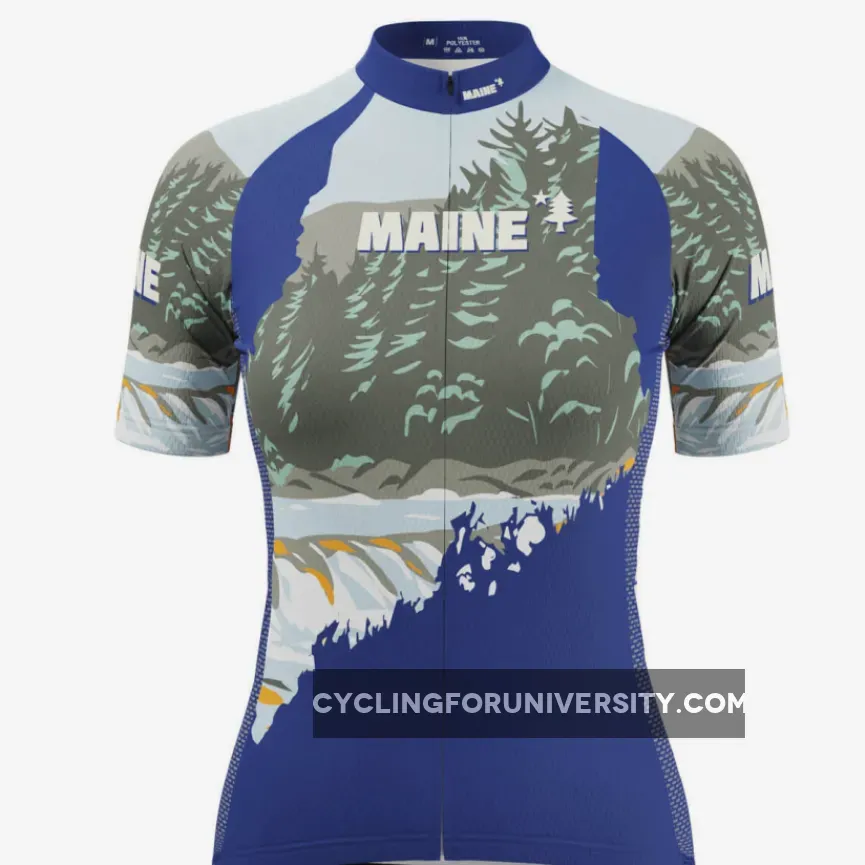 Women's Maine State Flag Short Sleeve Cycling Jersey