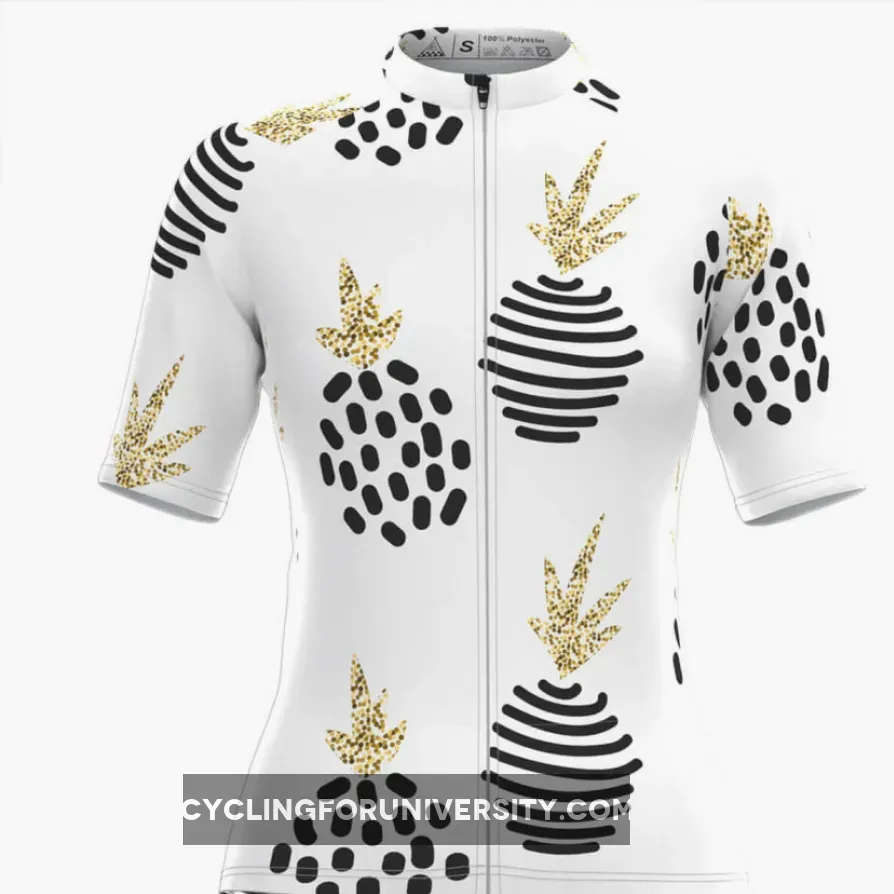 Women's Pineapple Print Cycling Jersey- Black White