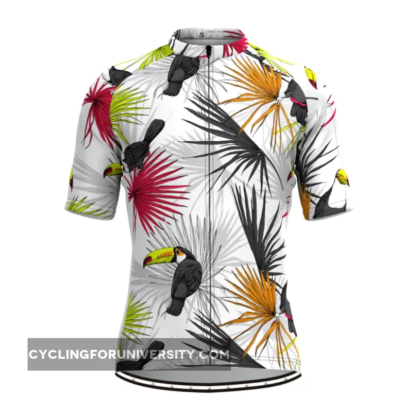 Men's Toucans Tropical Plant Print Hawaiian Cycling Jersey