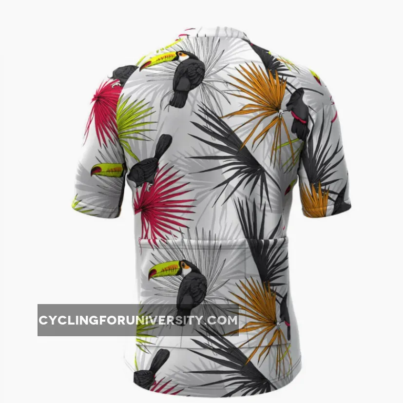 Men's Toucans Tropical Plant Print Hawaiian Cycling Jersey