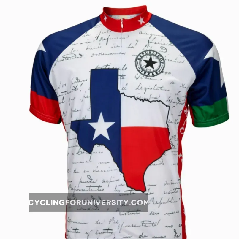 Texas Lone Star State Short sleeve 16" zip men's cycling jersey