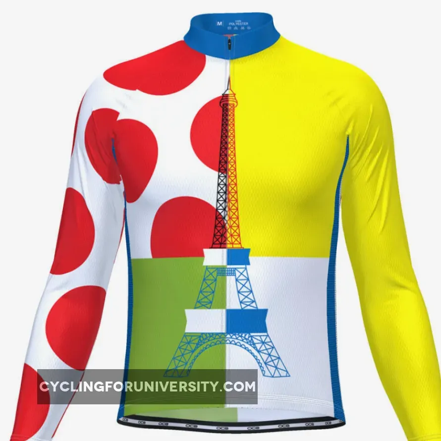 Men's Tour de France Leaders KOM Sprinters Long Sleeve Cycling Jersey