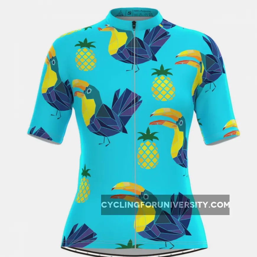 Women's Fruit Bird Print Cycling Jersey - Pineapple Restock