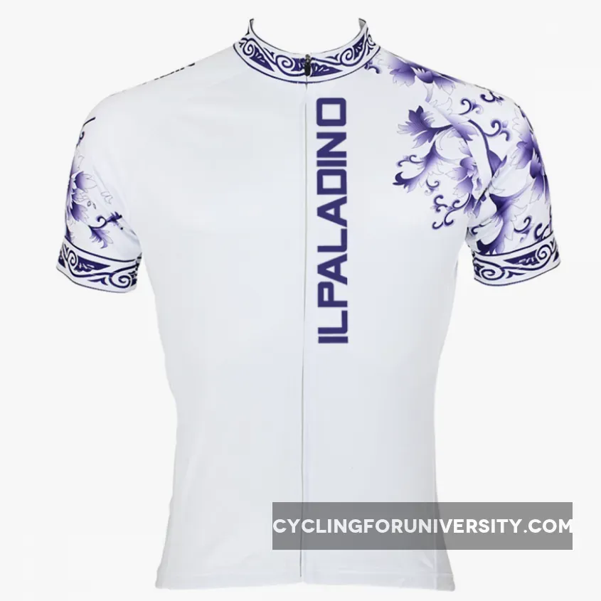 Ilpaladino Blue and White Porcelain Pattern Breathable Cycling Jersey Men's Short-Sleeve Sport Bicycling Summer Spring Autumn Pro Cycle Clothing Racing Apparel Outdoor Sports Leisure Biking shirt NO.024