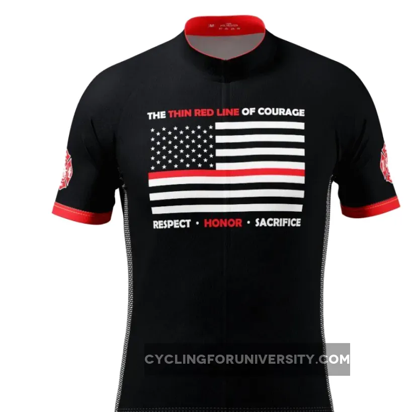 Men's Thin Red Line Of Courage Short Sleeve Cycling Jersey