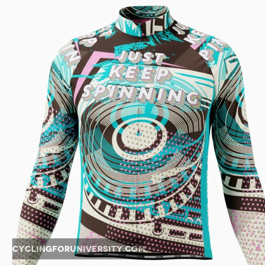 Men's Just Keep Spinning DJ Long Sleeve Cycling Jersey