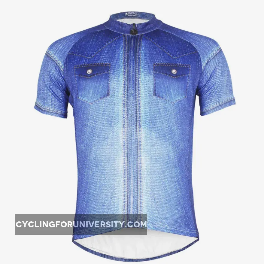 Stylish Denim-blue Men's Cycling Jersey Fashional T-shirt NO.607