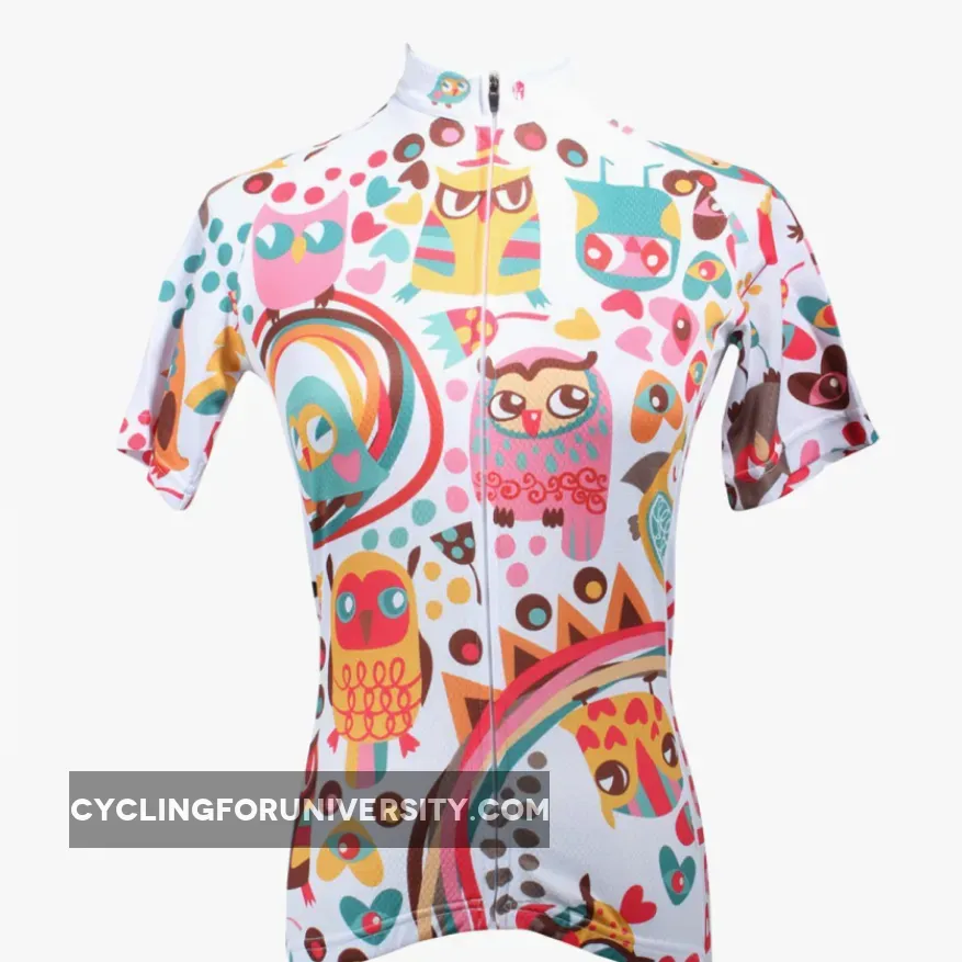 Ilpaladino lively Owl Women's Quick Dry Short-Sleeve Cycling Jersey Biking Shirts Breathable Summer Apparel Outdoor Sports Gear Clothes NO.195