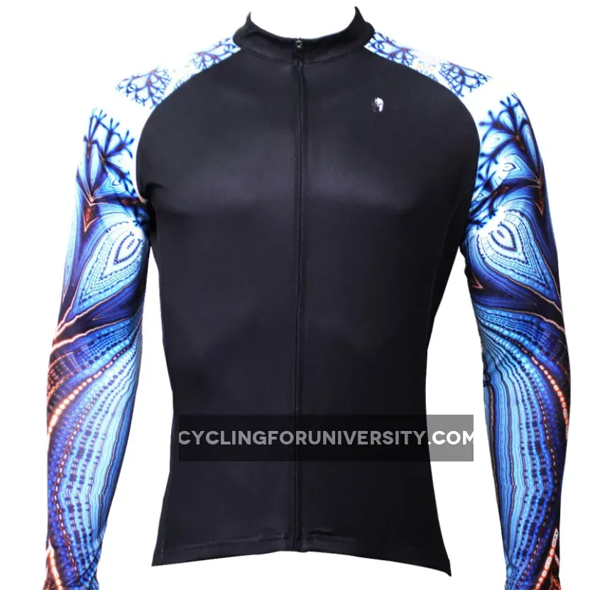 Nautilus Cool Graphic Blue Arm Print Men's Cycling Long-sleeve Black Jerseys NO.368