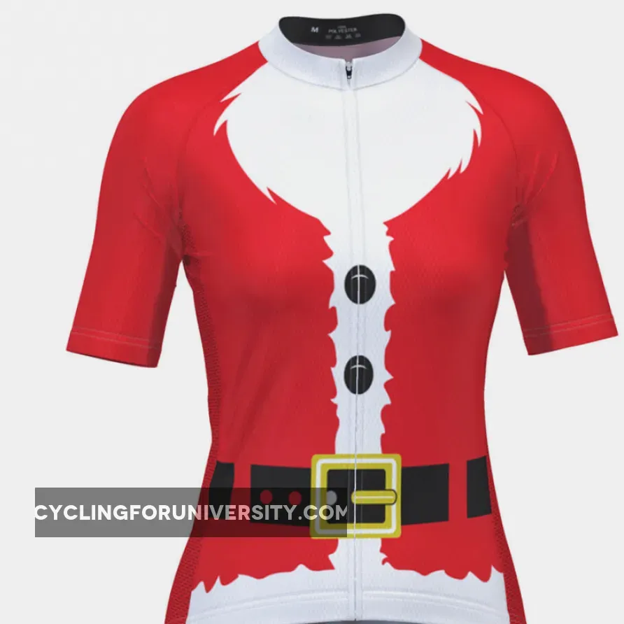 Women's Bearded Santa Short Sleeve Christmas Cycling Jersey