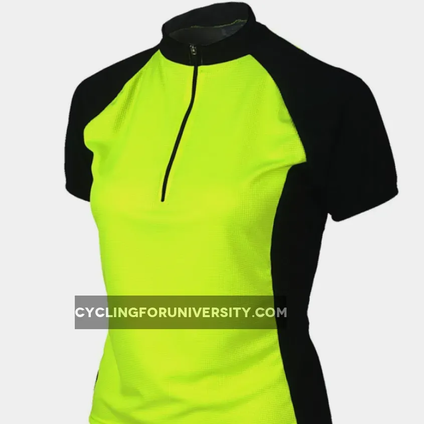World Jerseys Women's Club Short sleeve Half zip cycling jersey Neon Yellow