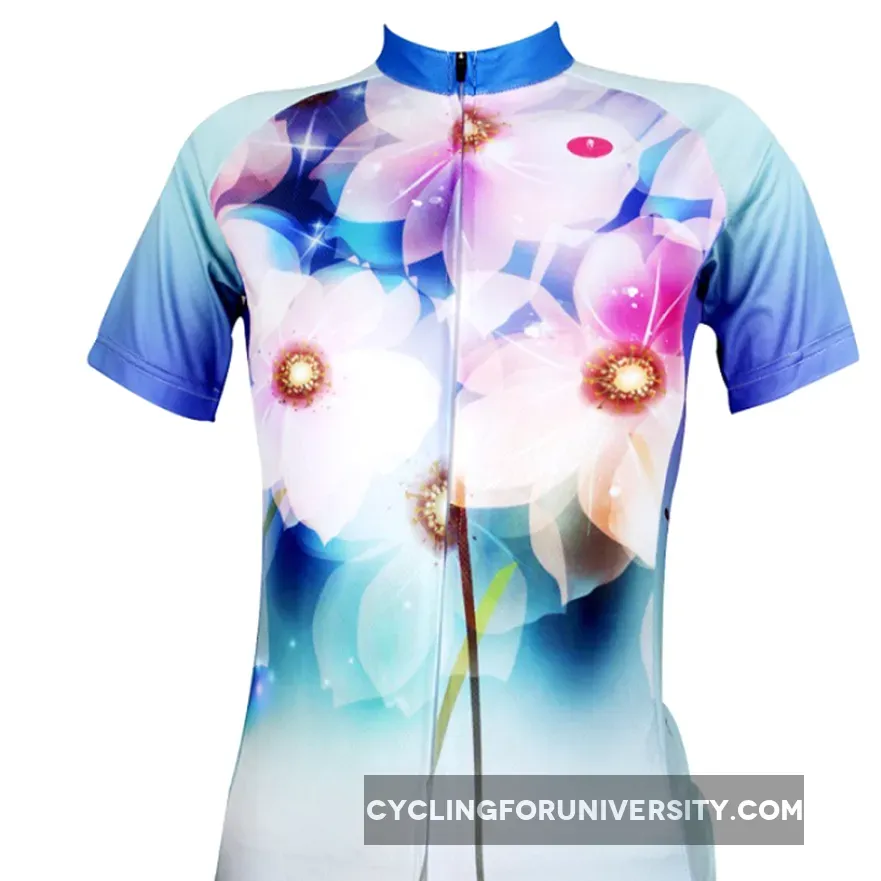 Ilpaladino Dreamy Flower Petal Summer Women's Short-Sleeve Cycling Jersey Biking Shirts Breathable Outdoor Sports Gear Leisure Biking T-shirt Sports Clothes NO. 119