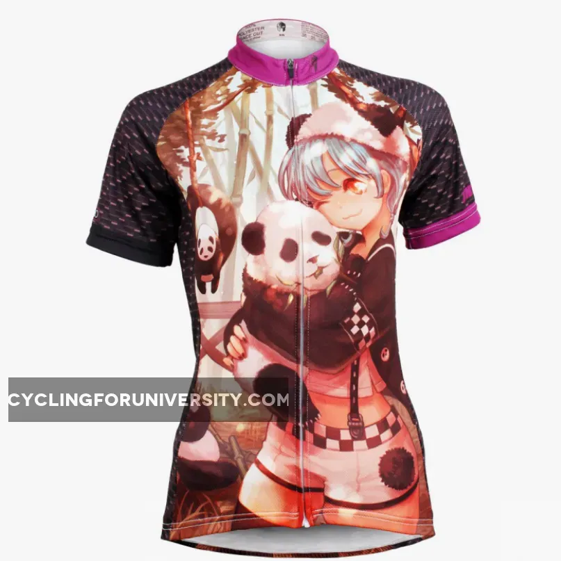 Ilpaladino Little Panda & Two-dimensions Lovely Girl Women's Cycling Jersey Short Sleeve Biking Shirts Breathable Summer Bicycling Clothes NO.590