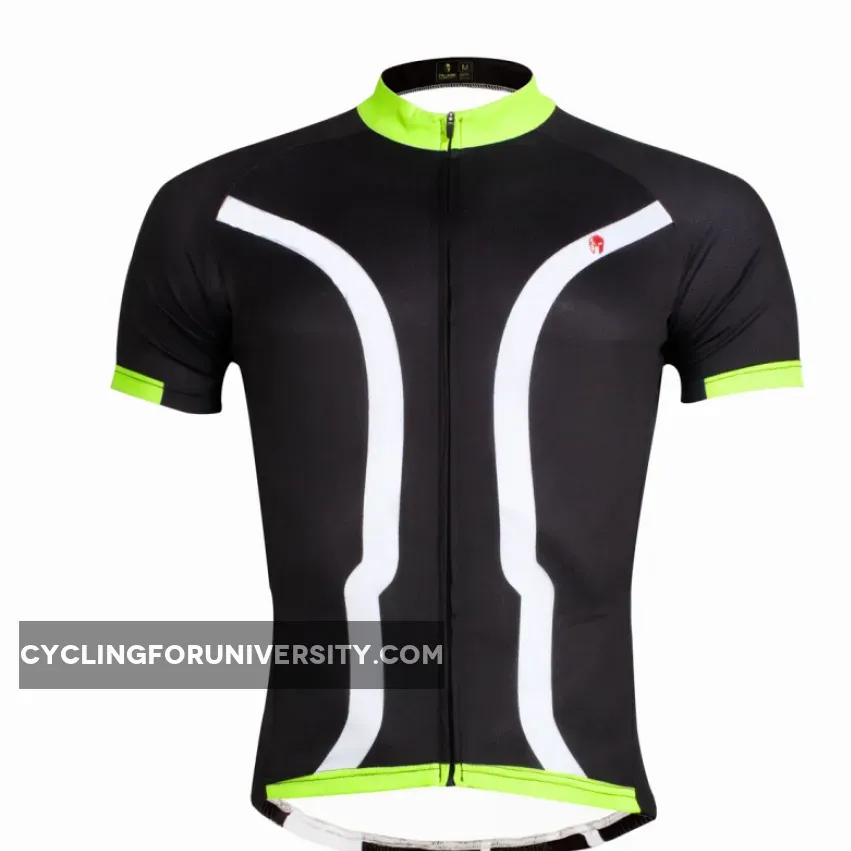 Black Green Men's Cycling Short Sleeve Bicycling Jersey Summer NO.027