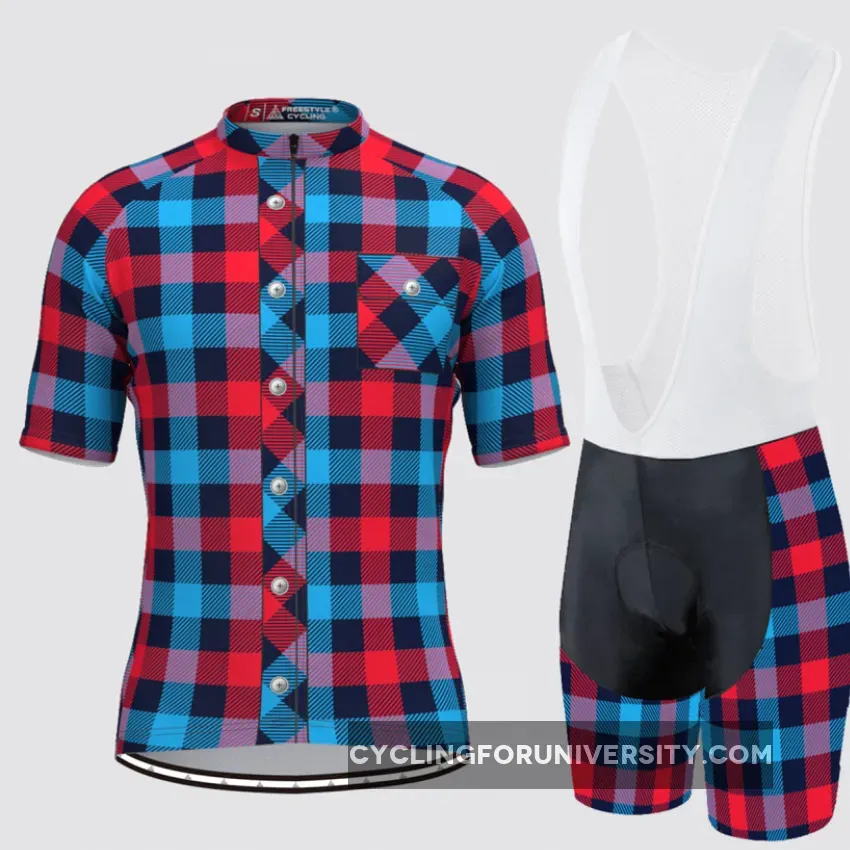 Plaid Checkered Shirt V9 Men's Cycling Kit Brand New