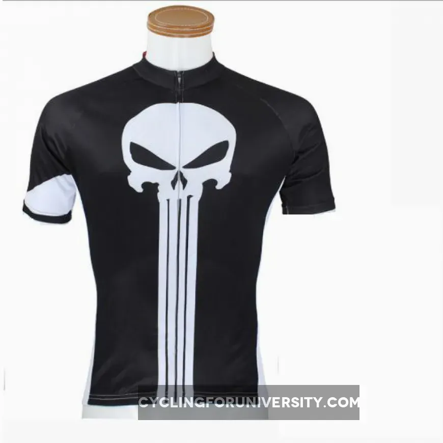 ILPALADINO White Skull Black Men's Bike Suit Cycling Jersey Road/Mountain Bike Wear Breathable Apparel Outdoor Sports Gear Leisure Biking T-shirt NO.44