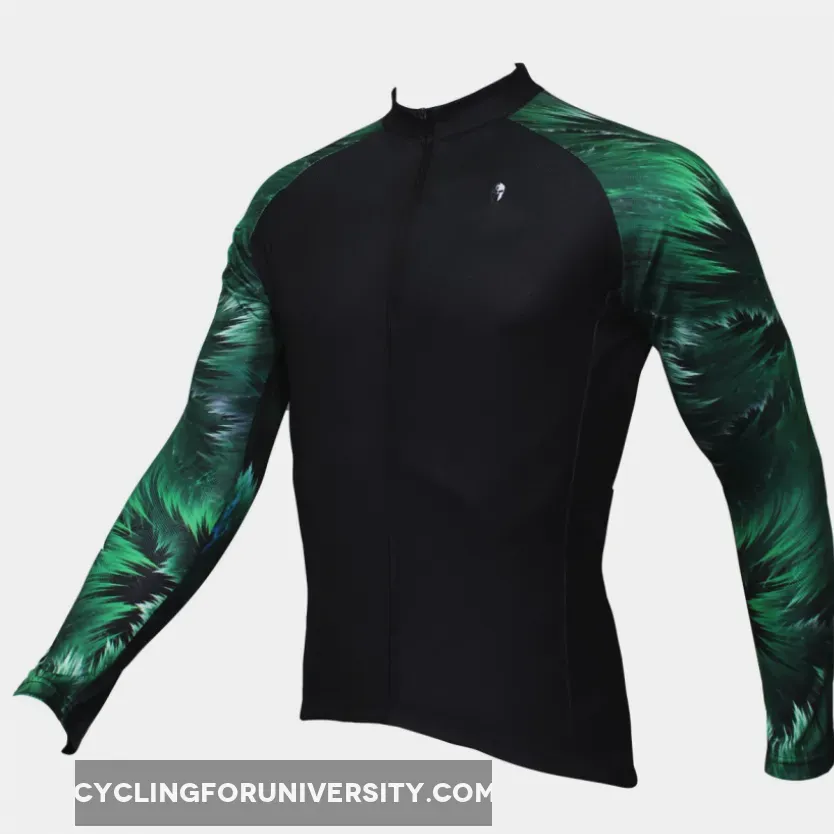 ILPALADINO Green Cool Graphic Arm Men's Cycling Long-sleeve Black Jerseys - Spring Summer Exercise Bicycling Pro Cycle Clothing Racing Apparel Outdoor Sports Leisure Biking Shirts Team Kit Individual Styles NO.364
