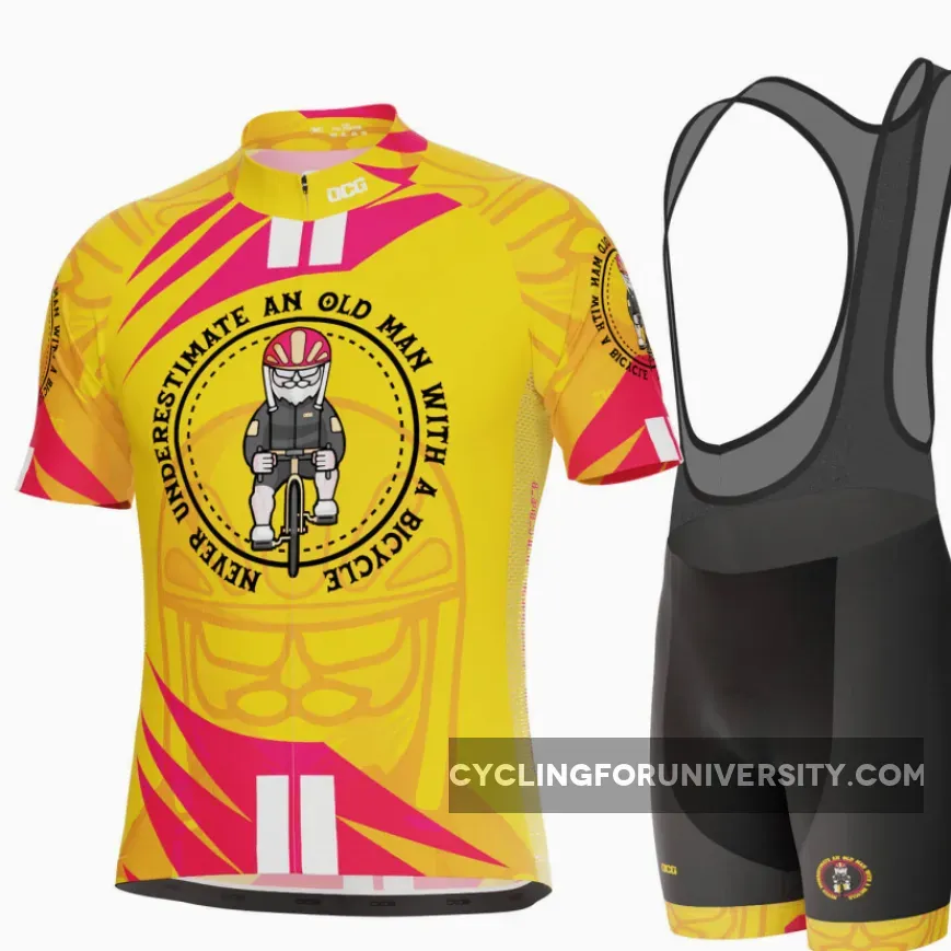 Men's Never Underestimate Old Man Bicycle Short Sleeve Cycling Kit