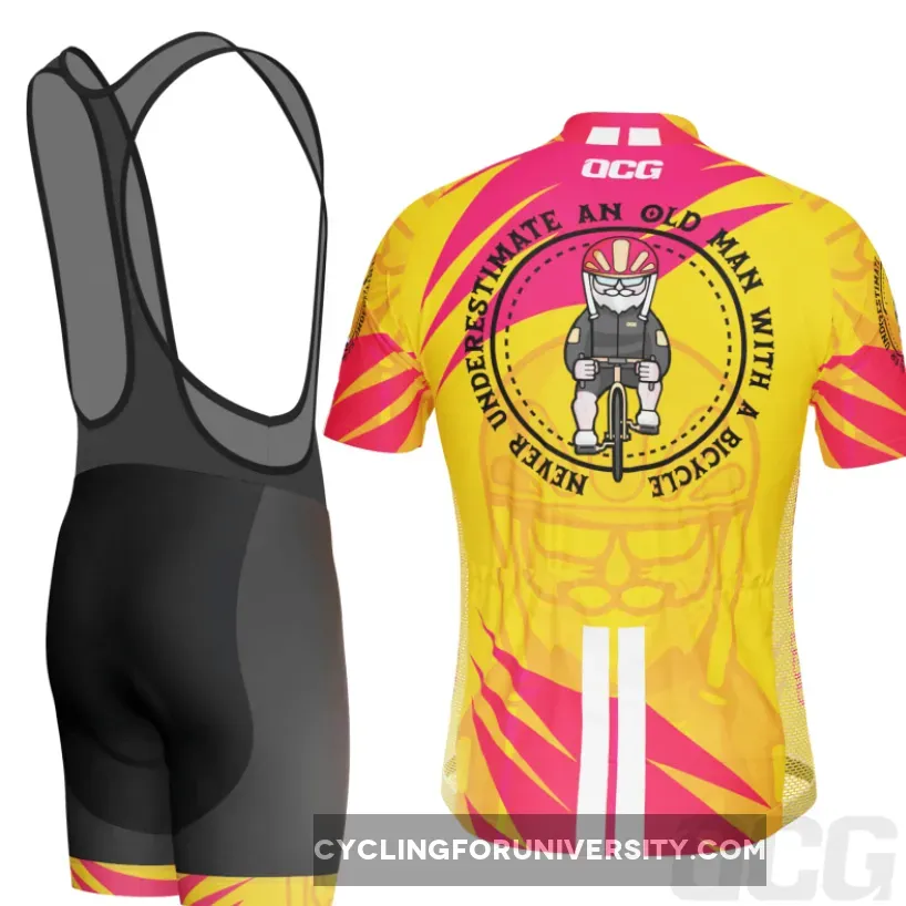 Men's Never Underestimate Old Man Bicycle Short Sleeve Cycling Kit