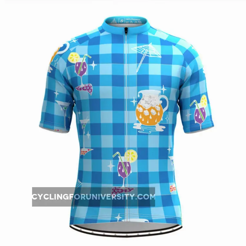 Men's Summer Time Blue Plaid Cycling Jersey Restock