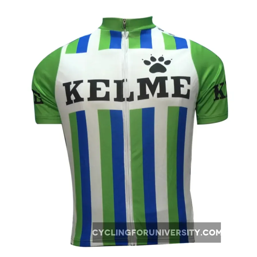 Kelme Throwback Green Cycling Jersey Short Sleeve For Sale