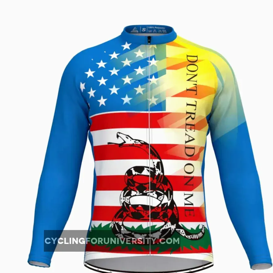 Don't Tread On Me USA Flag Men's Long Sleeve Cycling Jersey