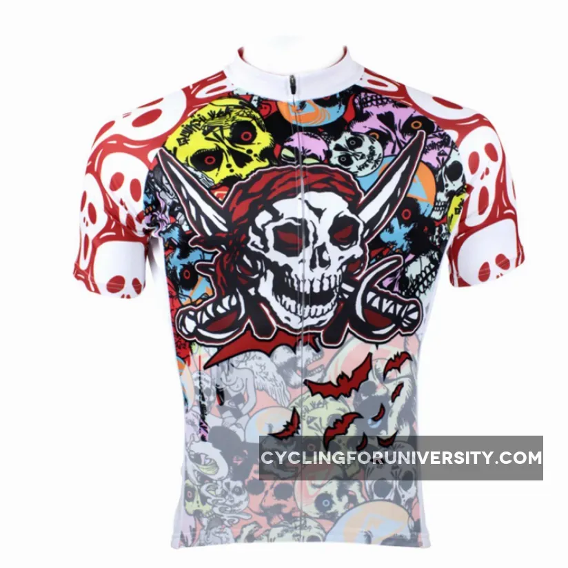 Pirate Skull Men's Short Sleeves Cycling Jersey Suit Spring Autumn Shirts 088