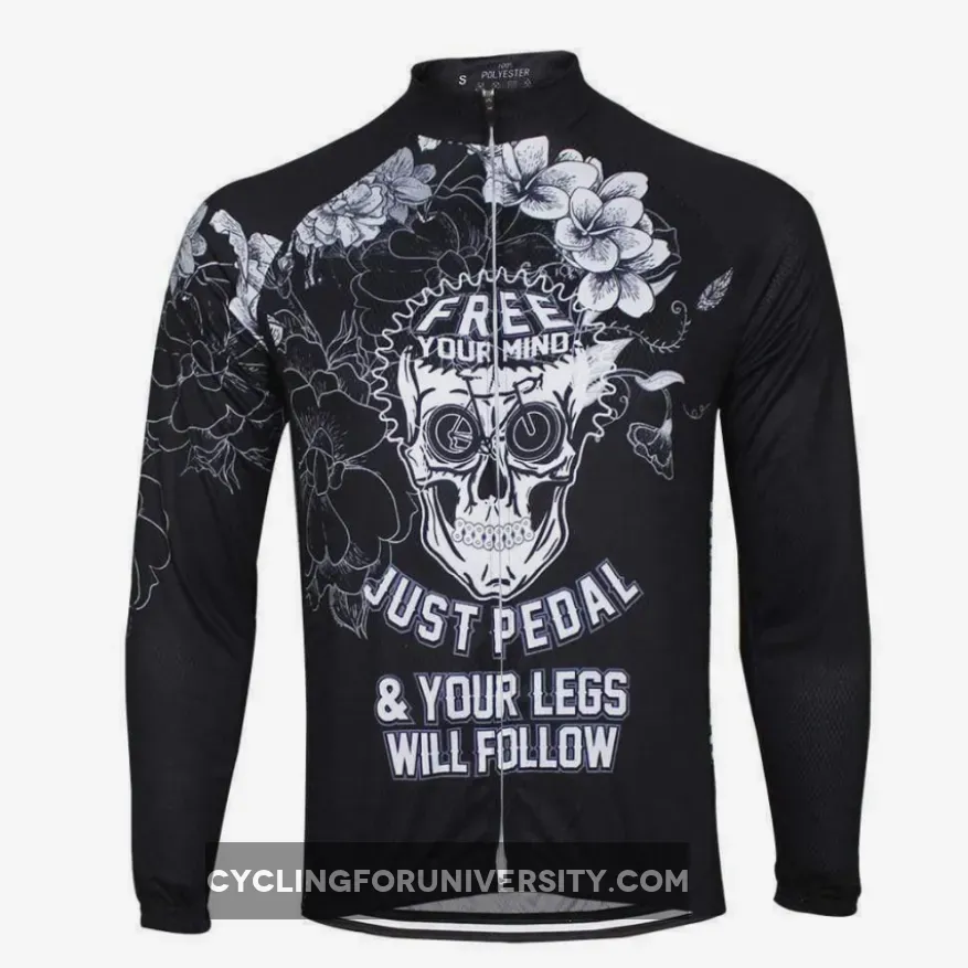 Free Your Mind Skull Long Sleeve Cycling Jersey To Buy
