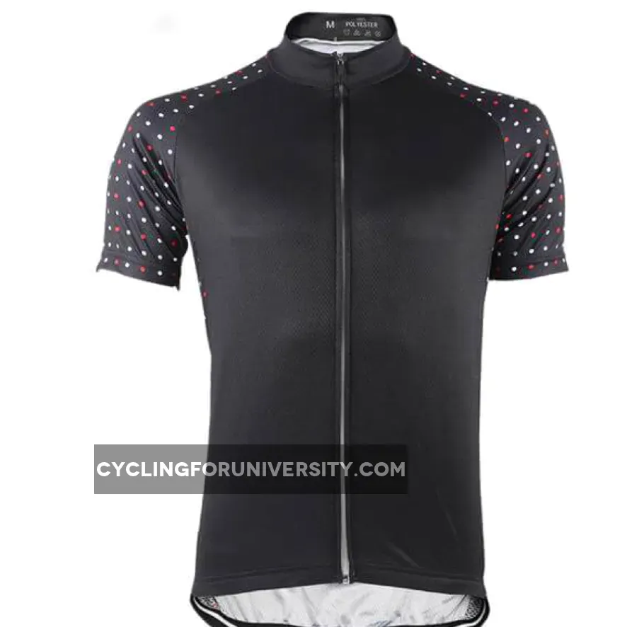 Men's Polka Dot Sleeve Black Cycling Jersey Men Polka Dot Black