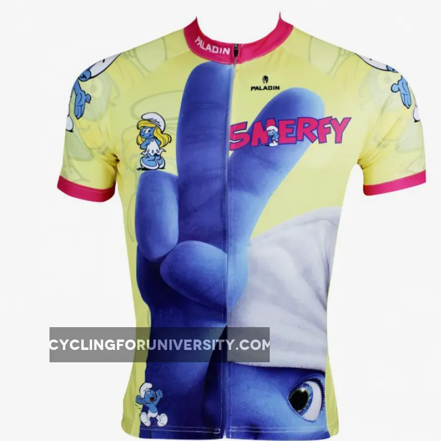 Ilpaladino The smurfs Man's Spring Summer Sportswear Short-sleeve Cycling Jersey Bicycling Pro Cycle Clothing Racing Apparel Outdoor Sports Leisure Biking T-shirt Cartoon World NO.095