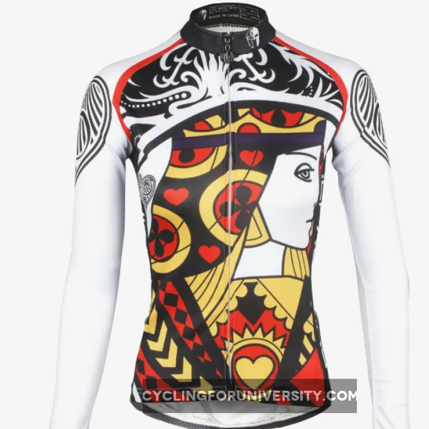 ILPALADINO Playing Cards Poker Face Heart Queen Women's Long Sleeves Cycling Jerseys Bike Shirt Face Cards Court Cards Spring Autumn Pro Cycle Clothing Racing Apparel Outdoor Sports Leisure Biking shirt NO.641