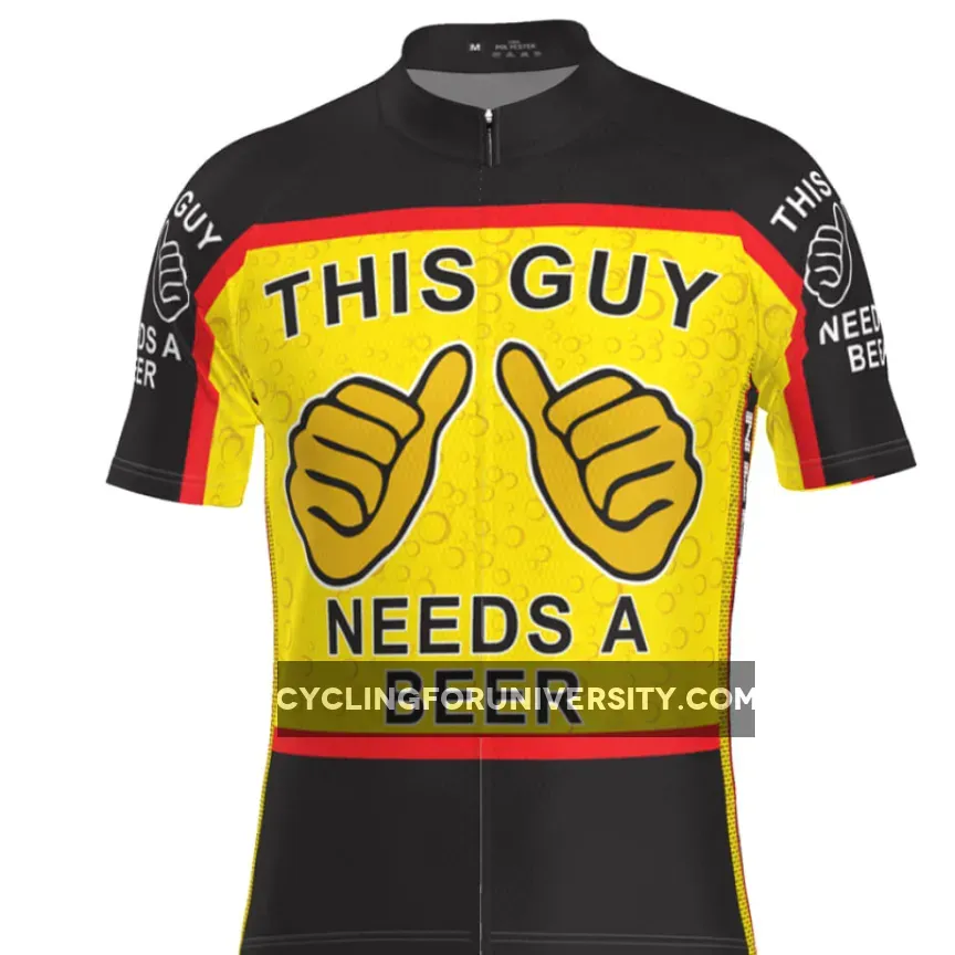 Men's This Guy Needs a Beer Short Sleeve Cycling Jersey / Beer Cyclist