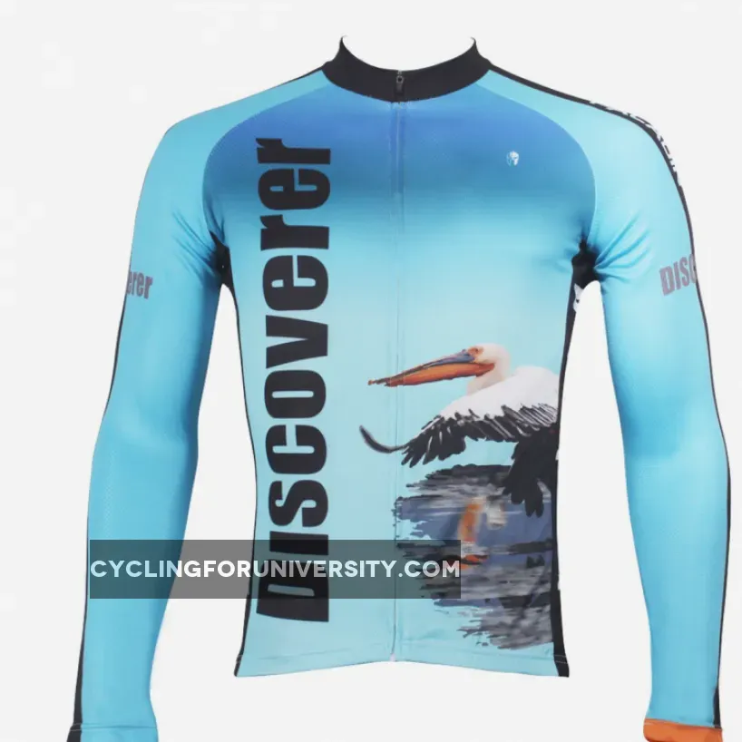 Men's Blue Full Zipper Long-sleeve Cycling Jersey for Outdoor Sport Leisure Sport Breathable and Quick Dry Fall Autumn Bike Shirt Bicycle clothing ILPALADINO 302