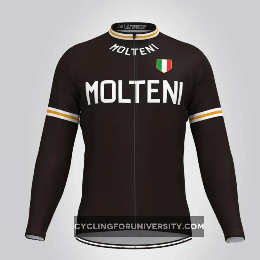 Retro Molteni Arcore Long Sleeve Men's Cycling Jersey Black