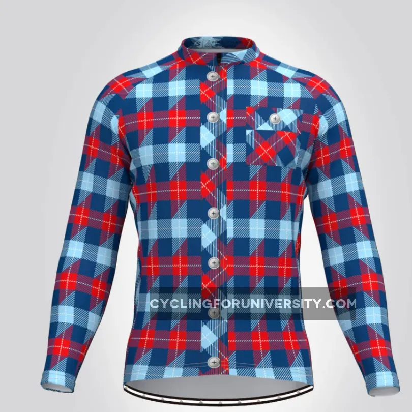 Lumberjack Men's Long Sleeve Cycling Jersey Blue Red Outlet