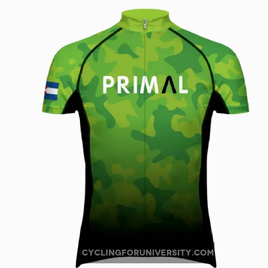 Primal Wear Neon Camo Men's Evo full zip Slim Fit short sleeve Cycling Jersey