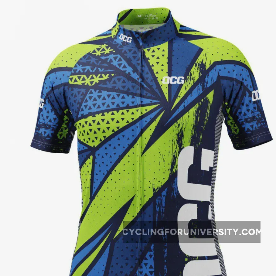 Men's Green Lightning Short Sleeve Cycling Jersey