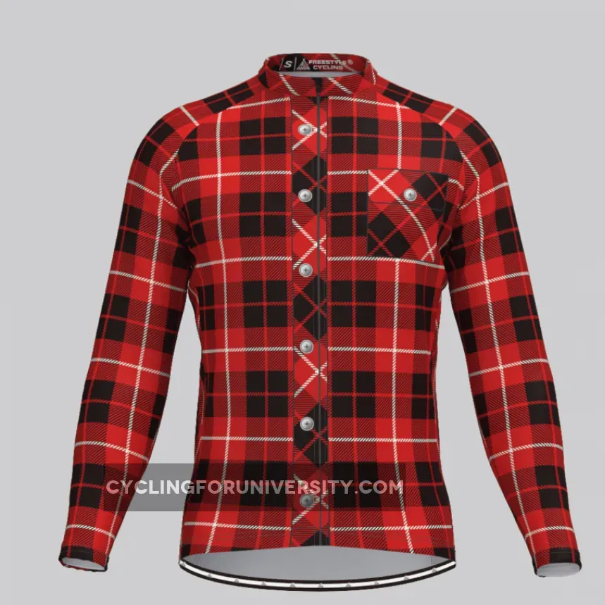 Plaid Checkered Shirt V5 Men's LS Cycling Jersey Brand New