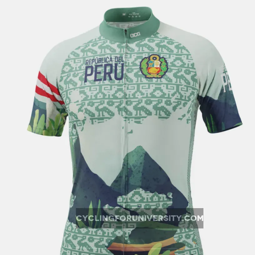 Men's Peru Flag Caral Pyramids Short Sleeve Cycling Jersey #Caral Peru