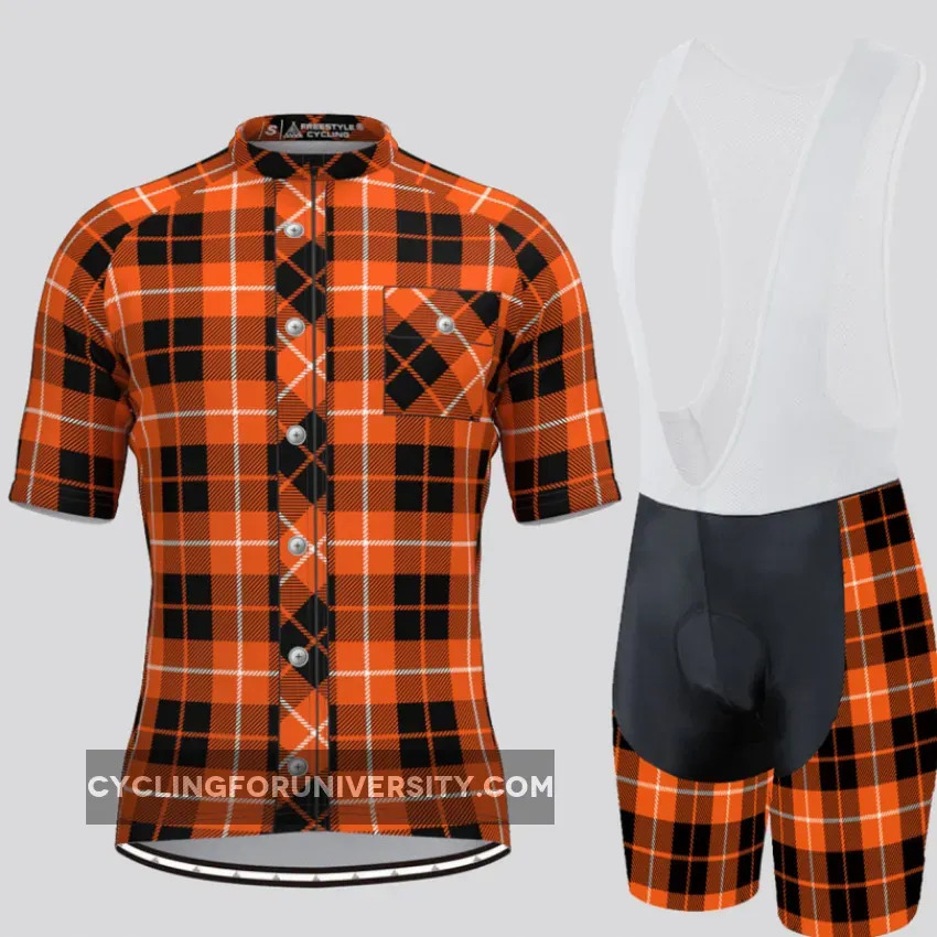 Plaid Checkered Shirt V3 Men's Cycling Kit Orange To Buy