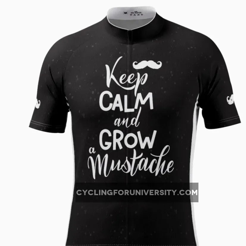 Men's Keep Calm Mustache Short Sleeve Cycling Jersey