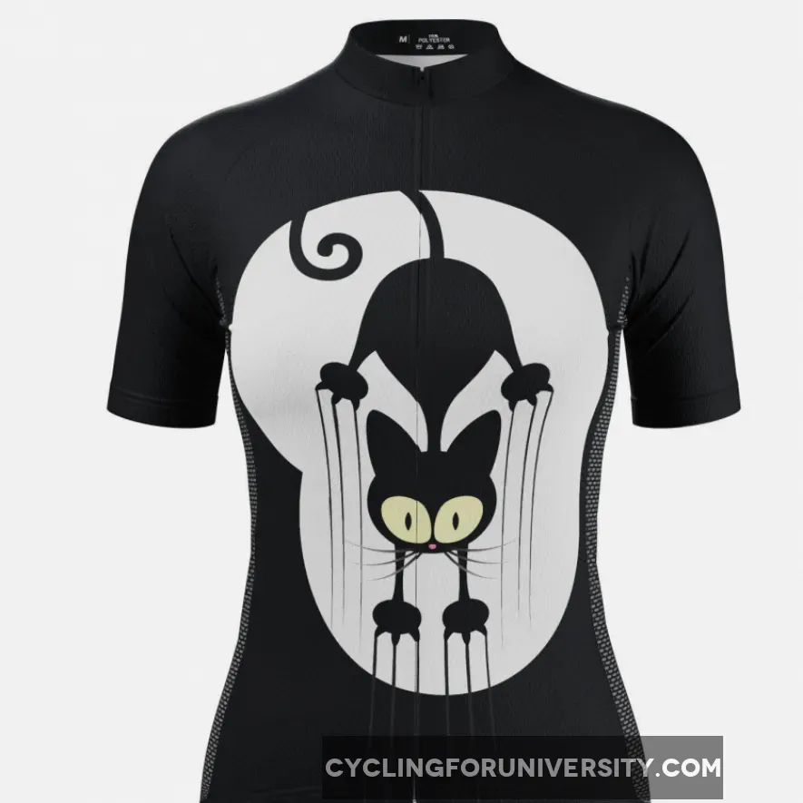 Women's Black Cat Clawing Short Sleeve Cycling Jersey
