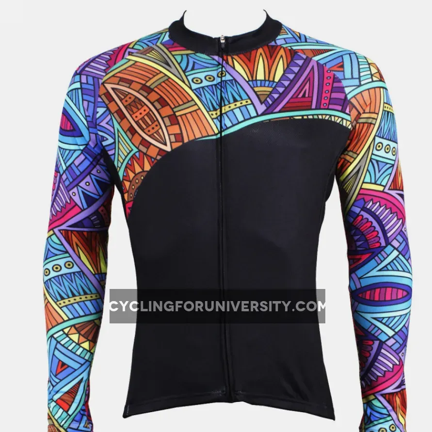 Mens Patterns Full-Zipper Stylish Long-sleeves Cycling Jersey Spring Autumn 525