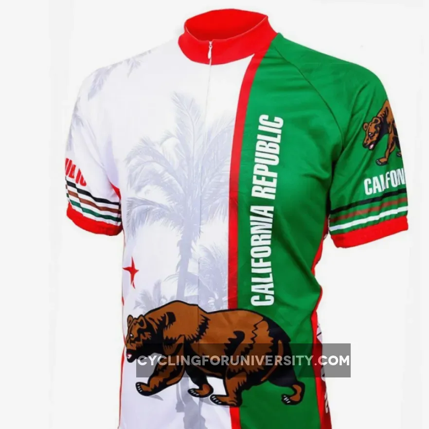 California Republic Flag Short sleeve 19' zip men's cycling jersey / California Republic Cycling Jersey