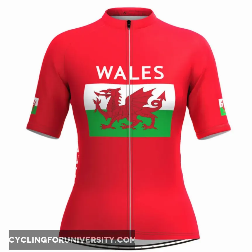 Wales Flag Women's Cycling Jersey Red For Sale